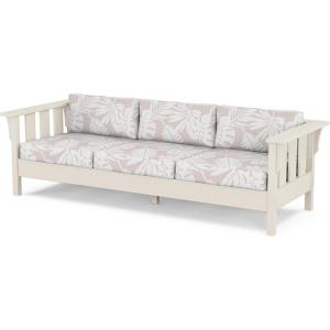 Martha Stewart by POLYWOOD® Acadia Deep Seating Sofa in Slate Grey/Natural Linen(Sand / Leaf Dune Burlap)
