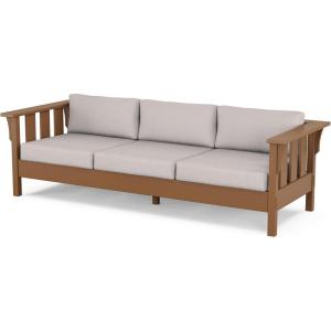 Martha Stewart by POLYWOOD® Acadia Deep Seating Sofa in Slate Grey/Natural Linen(Teak / Dune Burlap)