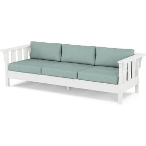Martha Stewart by POLYWOOD® Acadia Deep Seating Sofa in Slate Grey/Natural Linen(White / Glacier Spa)
