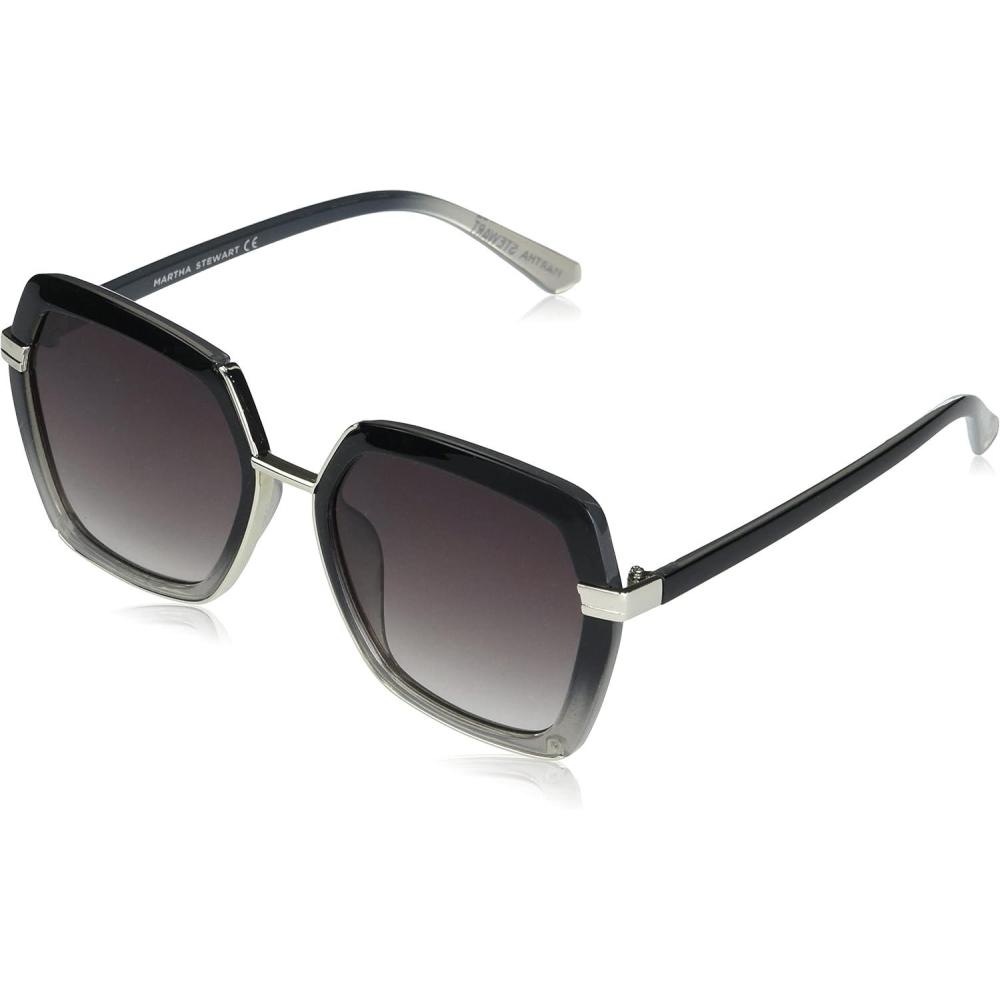 image:imageMartha Stewart Womens Ms125 Ombre Uv400 Protective Geometric Hexagonal SunglassesTimeless Gifts for Her 55mmBlack Fade
