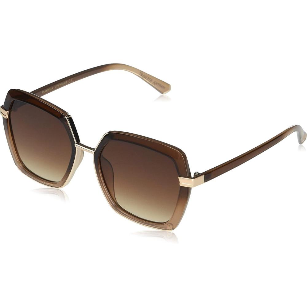 image:imageMartha Stewart Womens Ms125 Ombre Uv400 Protective Geometric Hexagonal SunglassesTimeless Gifts for Her 55mmBrown Fade