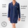 Martha Stewart Classic Long Sleeve Nightshirt for Women | Cotton Notch Collar Striped Sleepwear | Timeless and Elegant(Medieval Blue)