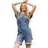 Martha Stewart Women’s Garden Shortall, Stretchy Denim Bib Shorts, Casual Summer Romper, Utility Dungarees(Vintage Wash)