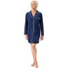 Martha Stewart Classic Long Sleeve Nightshirt for Women | Cotton Notch Collar Striped Sleepwear | Timeless and Elegant(Medieval Blue)