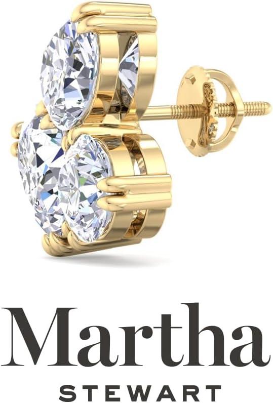 image:imageMartha Stewart 3 Carat Lab Grown Diamond Cluster Stud Earrings Pear Round Oval Shapes in 14K Goldyellowgold