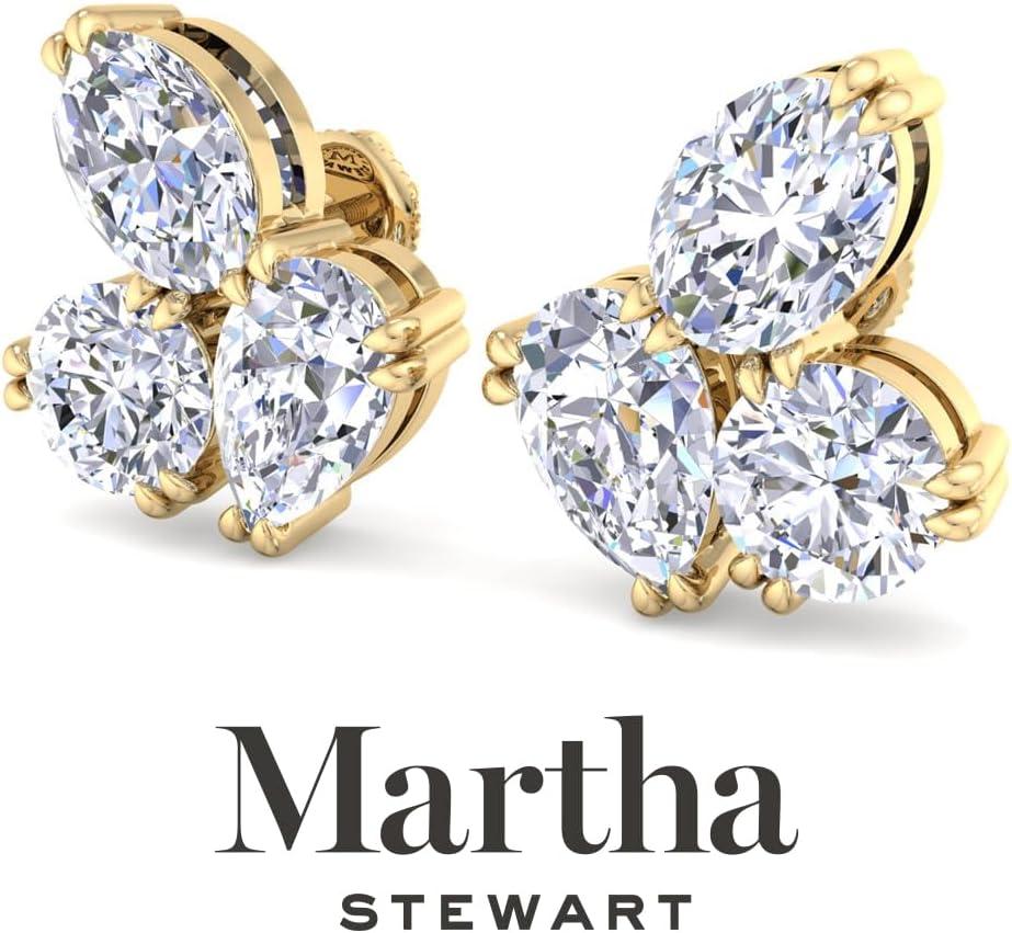 image:imageMartha Stewart 3 Carat Lab Grown Diamond Cluster Stud Earrings Pear Round Oval Shapes in 14K Goldyellowgold
