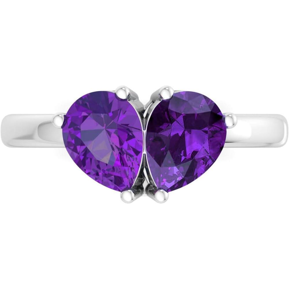 image:imageMartha Stewart 2 Carat Two Stone Gemstone Ring For Women in Sterling Silver Gemstone Jewelry For WomenOption 1