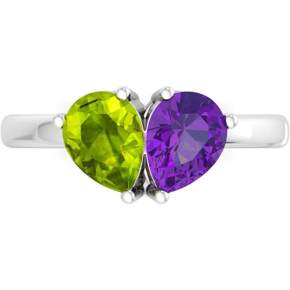 image:imageMartha Stewart 2 Carat Two Stone Gemstone Ring For Women in Sterling Silver Gemstone Jewelry For WomenOption 4