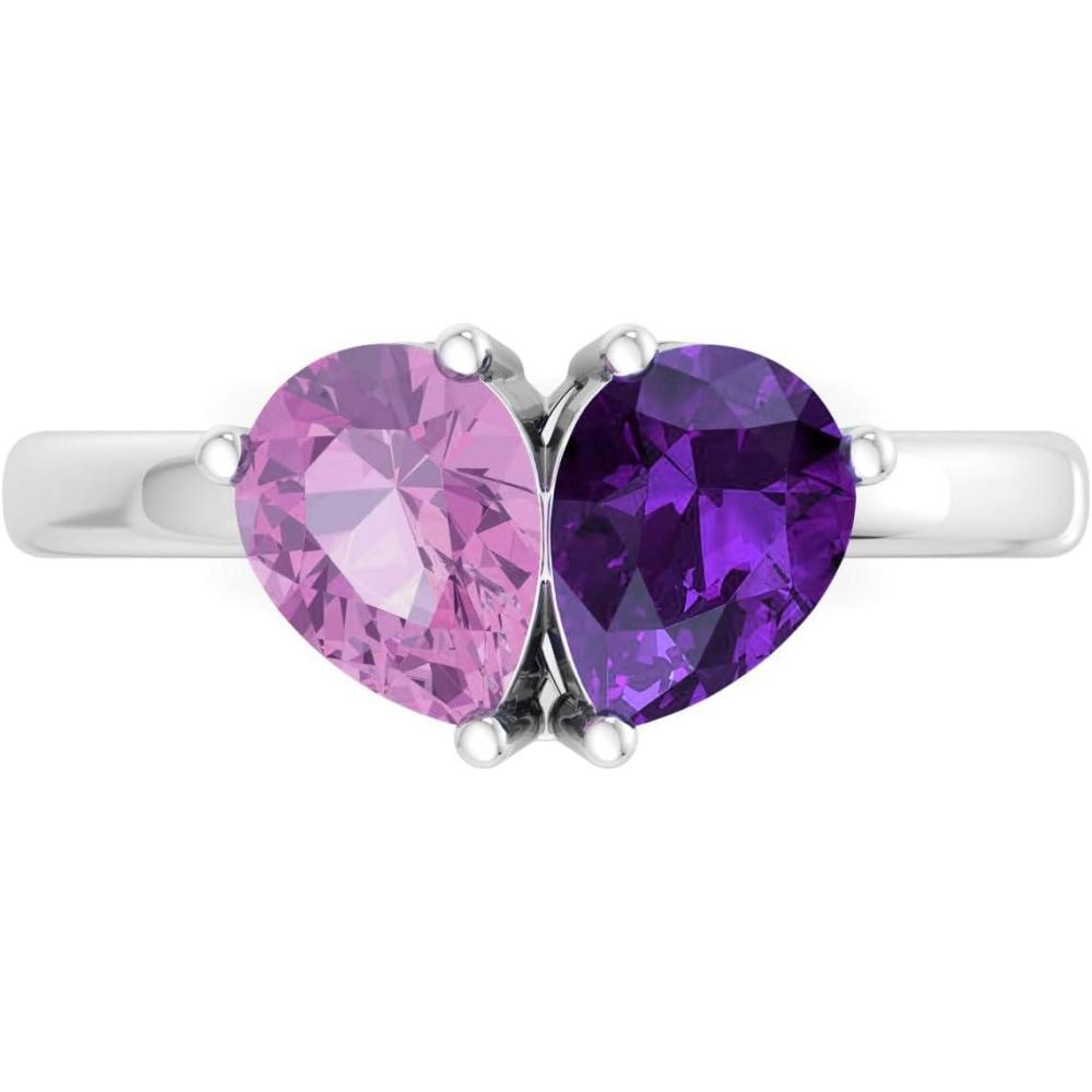 image:imageMartha Stewart 2 Carat Two Stone Gemstone Ring For Women in Sterling Silver Gemstone Jewelry For WomenOption 6