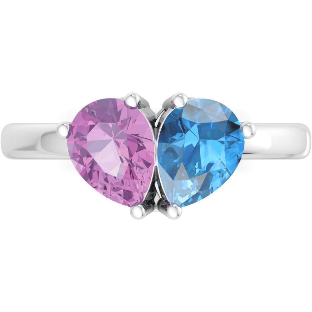 image:imageMartha Stewart 2 Carat Two Stone Gemstone Ring For Women in Sterling Silver Gemstone Jewelry For WomenOption 7