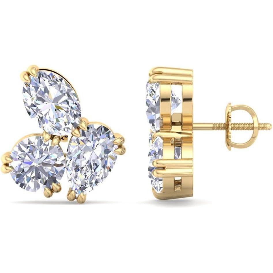 image:imageMartha Stewart 3 Carat Lab Grown Diamond Cluster Stud Earrings Pear Round Oval Shapes in 14K Goldyellowgold