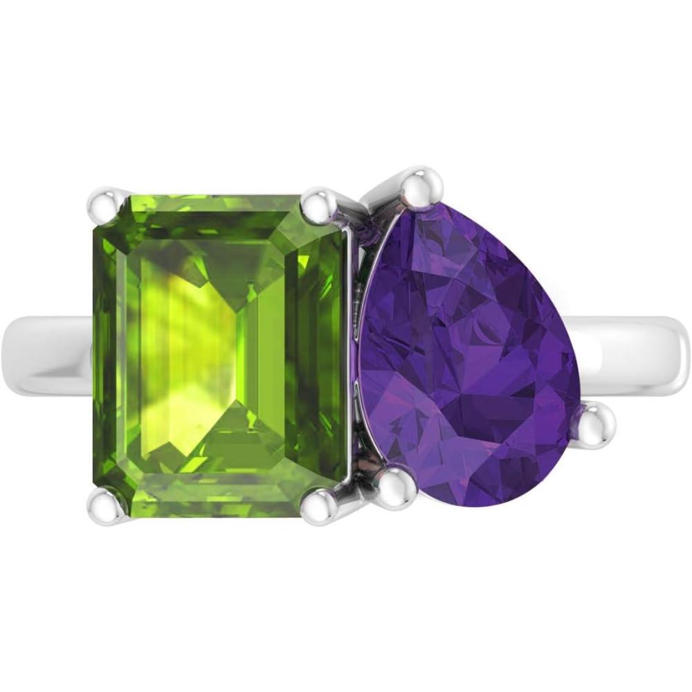 image:imageMartha Stewart 4 34 Carat Two Stone Gemstone Ring For Women in Sterling Silver Gemstone Jewelry For WomenOption 4
