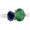 Martha Stewart 2 3/4 Carat Two Stone Gemstone Ring For Women in Sterling Silver, Gemstone Jewelry For Women(Option 2)