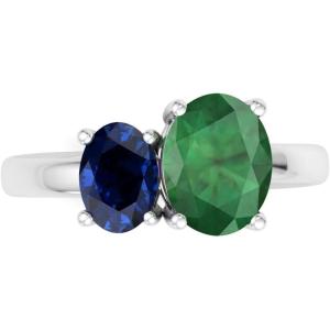 Martha Stewart 2 3/4 Carat Two Stone Gemstone Ring For Women in Sterling Silver, Gemstone Jewelry For Women(Option 2)