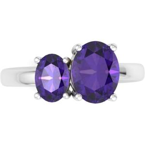 Martha Stewart 2 3/4 Carat Two Stone Gemstone Ring For Women in Sterling Silver, Gemstone Jewelry For Women(Option 8)