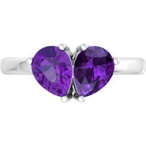 Martha Stewart 2 Carat Two Stone Gemstone Ring For Women in Sterling Silver, Gemstone Jewelry For Women(Option 1)
