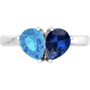 Martha Stewart 2 Carat Two Stone Gemstone Ring For Women in Sterling Silver, Gemstone Jewelry For Women(Option 2)