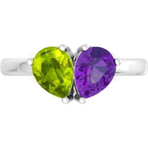 Martha Stewart 2 Carat Two Stone Gemstone Ring For Women in Sterling Silver, Gemstone Jewelry For Women(Option 4)