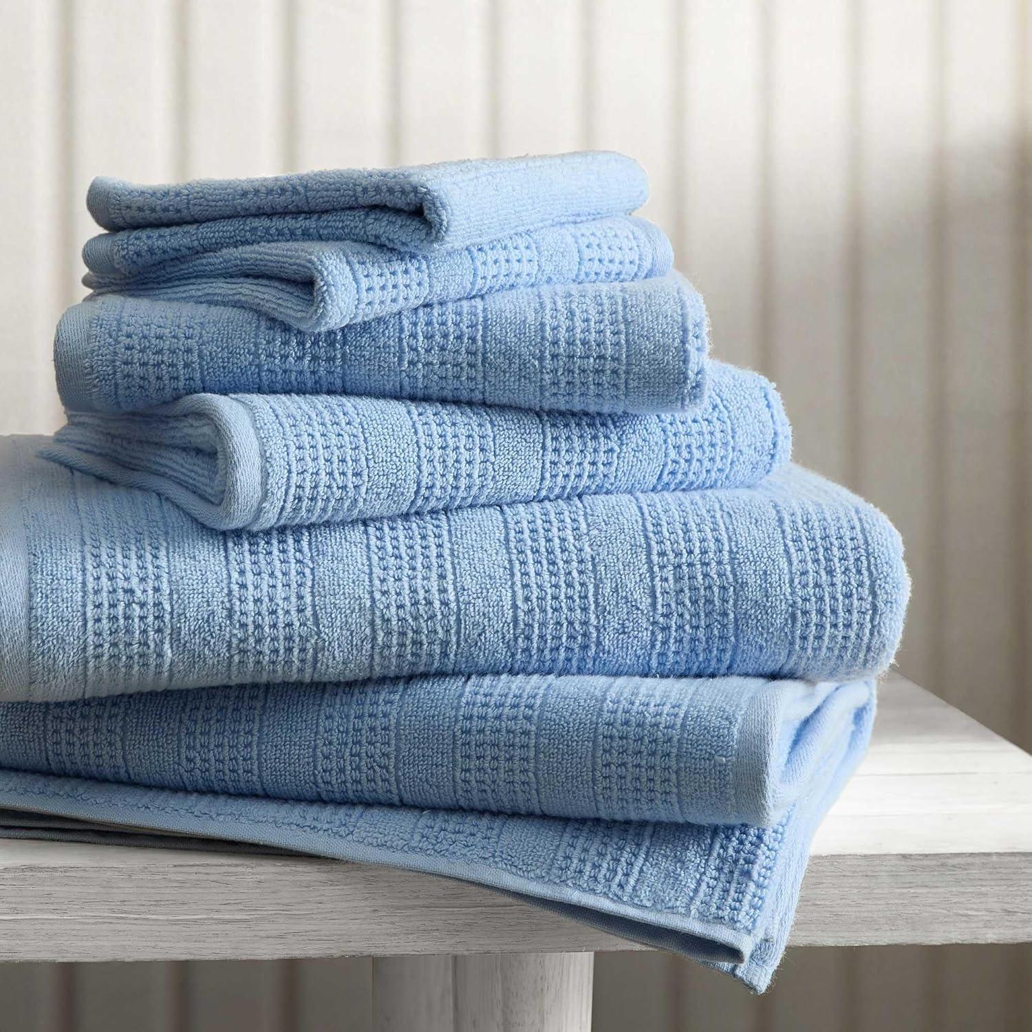 image:imageMartha Stewart Bath Towels Soft amp Absorbent 100 Cotton Towels Solid 500 GSM 6Piece Bathroom Towel Set with Textured Weave Bedford Cottage BlueBedford Cottage Blue