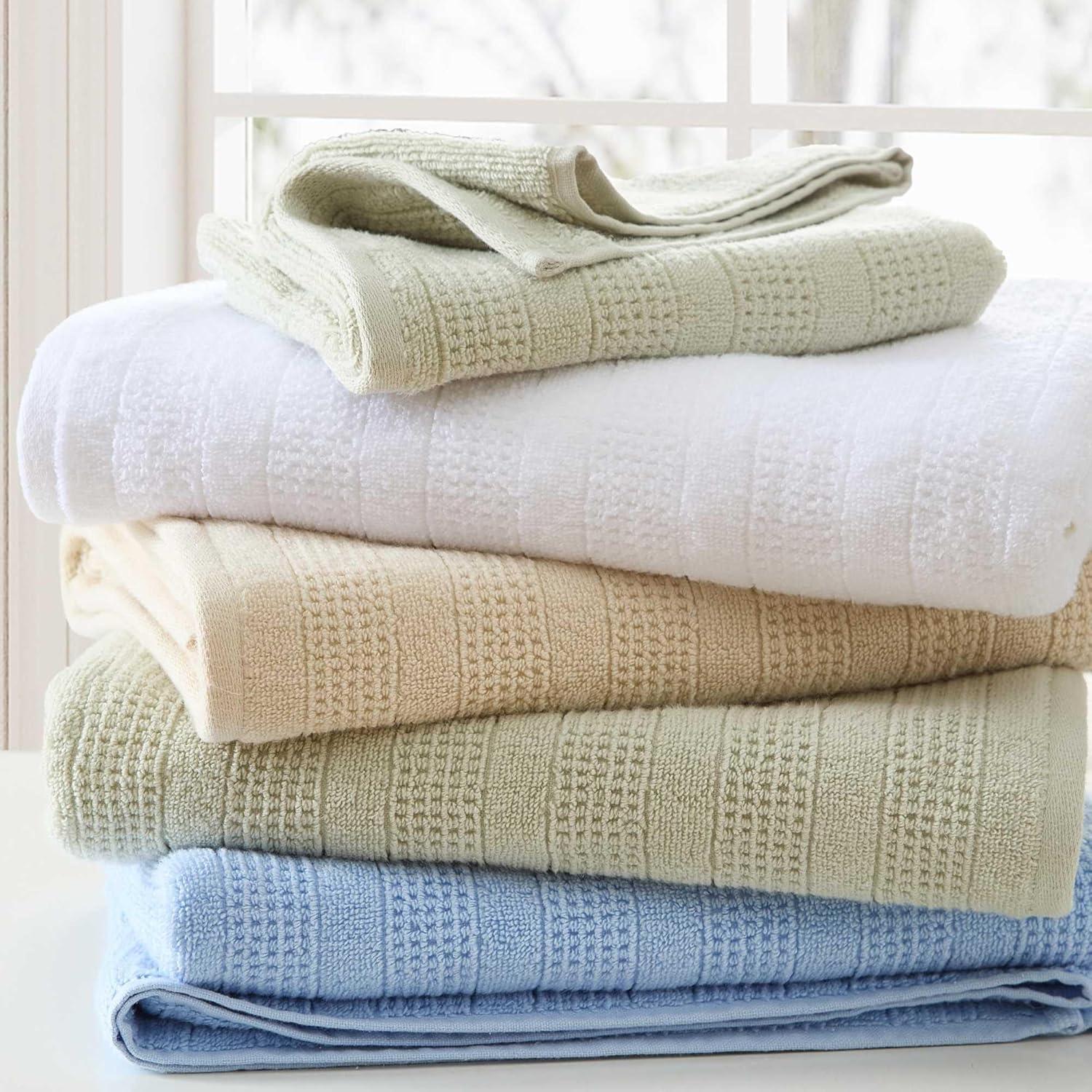 image:imageMartha Stewart Bath Towels Soft amp Absorbent 100 Cotton Towels Solid 500 GSM 6Piece Bathroom Towel Set with Textured Weave Bedford Cottage BlueBedford Cottage Blue