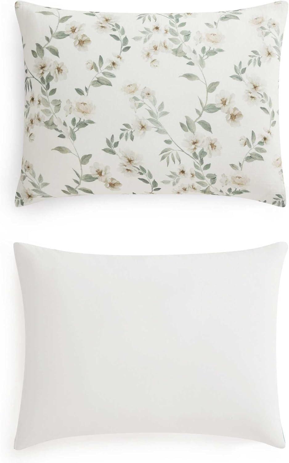 image:imageMartha Stewart Queen Comforter Set Naturally Soft CottonRich Jacquard Bedding wMatching Pillowcases Textured 3 Piece Bed Set Garden Trellis WhiteHazel Floral Beige