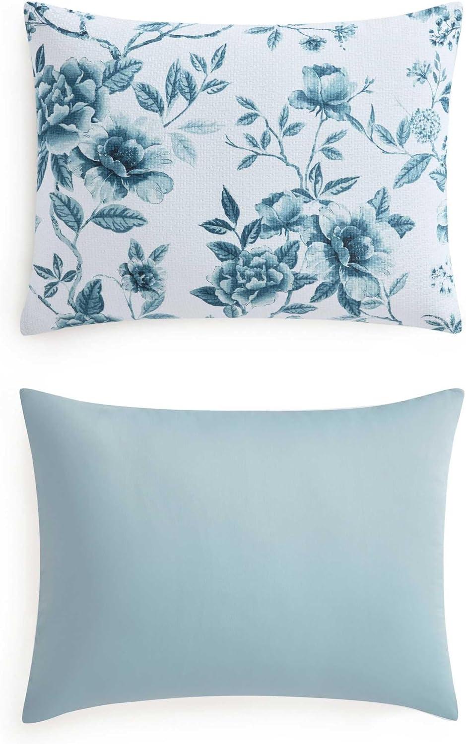image:imageMartha Stewart Queen Comforter Set Naturally Soft CottonRich Jacquard Bedding wMatching Pillowcases Textured 3 Piece Bed Set Garden Trellis WhiteVivian Floral Blue