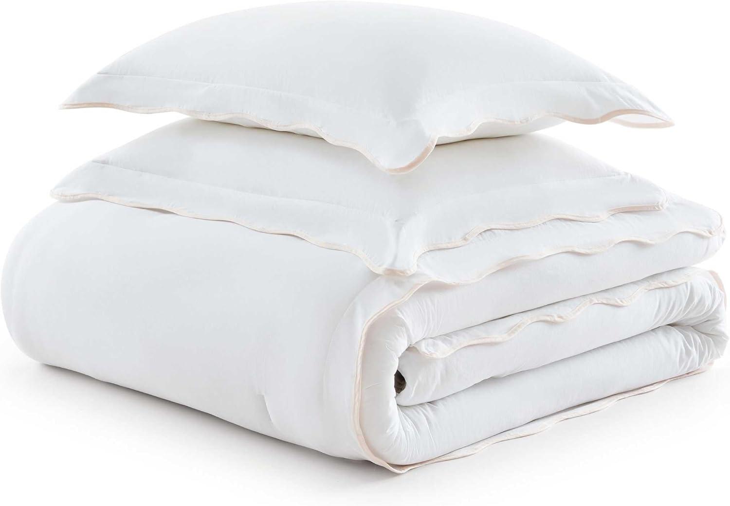 image:imageMartha Stewart Queen Duvet Cover Set Crisp amp Smooth Bedding with a Cotton Percale Lightweight Feel Reversible 3 Piece Bed Set with Matching Pillowcases Simple Scallop BlueSimple Scallop Pink