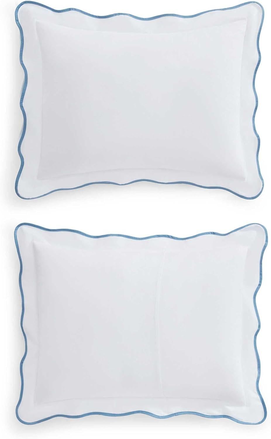 image:imageMartha Stewart Queen Duvet Cover Set Crisp amp Smooth Bedding with a Cotton Percale Lightweight Feel Reversible 3 Piece Bed Set with Matching Pillowcases Simple Scallop BlueSimple Scallop Blue