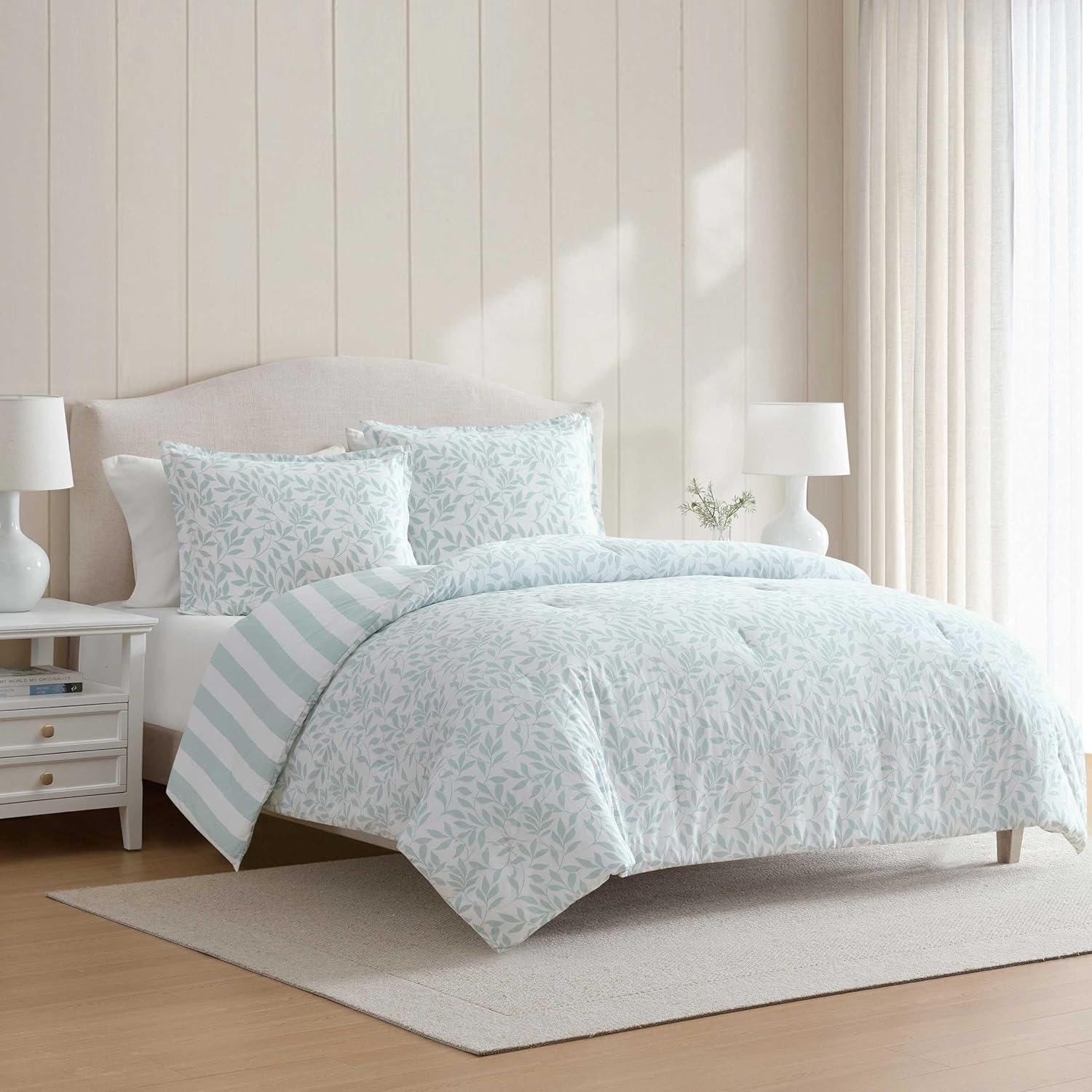 image:imageMartha Stewart Queen Duvet Cover Set Crisp amp Smooth Bedding with a Cotton Percale Lightweight Feel Reversible 3 Piece Bed Set with Matching Pillowcases Simple Scallop BlueCopper Vines Blue