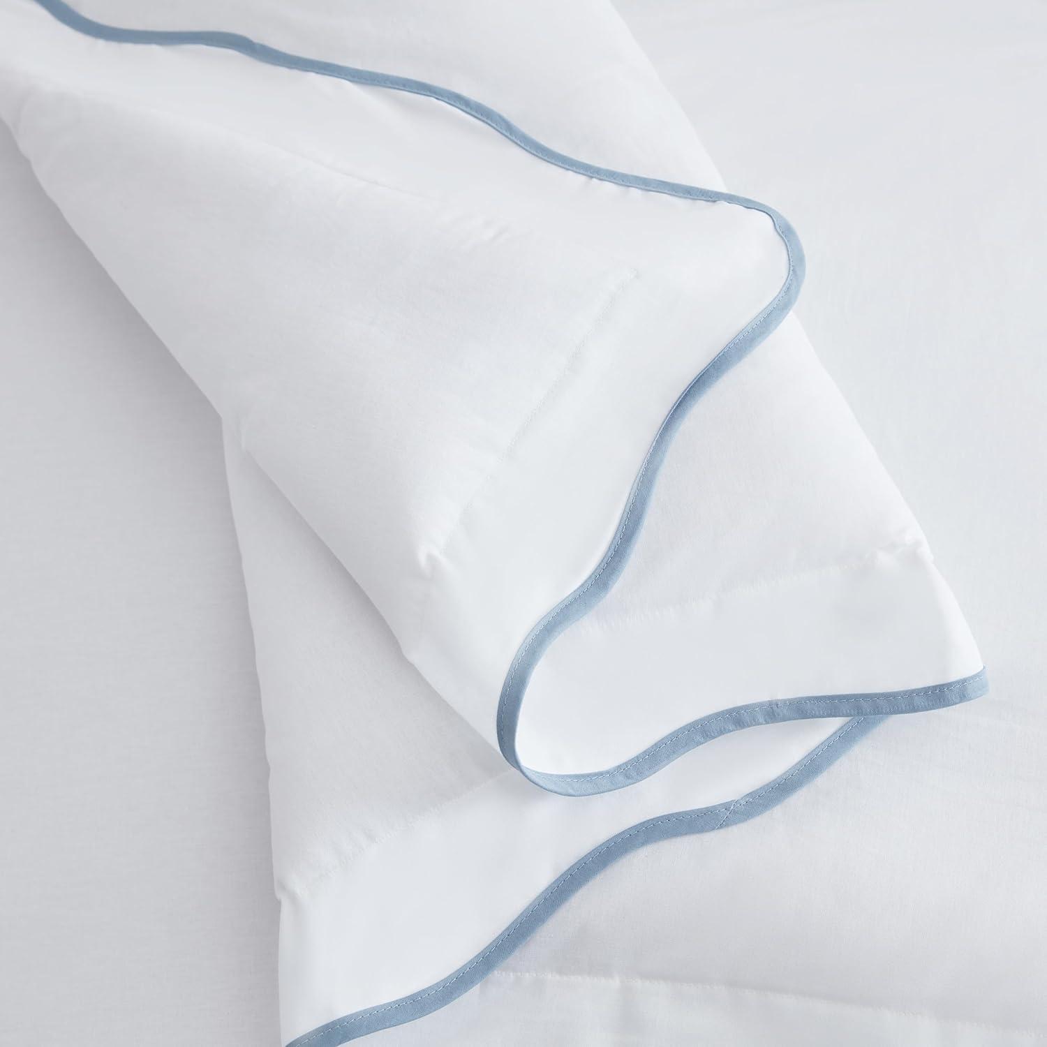 image:imageMartha Stewart Queen Duvet Cover Set Crisp amp Smooth Bedding with a Cotton Percale Lightweight Feel Reversible 3 Piece Bed Set with Matching Pillowcases Simple Scallop BlueSimple Scallop Blue