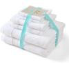 Martha Stewart – Bath Towels, Soft & Absorbent 100% Cotton Towels, Plush 700 GSM, 6-Piece Bathroom Towel Set with Textured Dobby Weave (Skyland Manor White)(Skyland Manor White)
