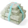 Martha Stewart – Bath Towels, Soft & Absorbent 100% Cotton Towels, Plush 700 GSM, 6-Piece Bathroom Towel Set with Textured Dobby Weave (Skyland Manor White)(Skyland Manor Green)