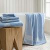 Martha Stewart – Bath Towels, Soft & Absorbent 100% Cotton Towels, Plush 700 GSM, 6-Piece Bathroom Towel Set with Textured Dobby Weave (Skyland Manor White)(Skyland Manor Blue)