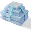Martha Stewart – Bath Towels, Soft & Absorbent 100% Cotton Towels, Plush 700 GSM, 6-Piece Bathroom Towel Set with Textured Dobby Weave (Skyland Manor White)(Skyland Manor Blue)