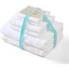 Martha Stewart – Bath Towels, Soft & Absorbent 100% Cotton Towels, Solid 500 GSM, 6-Piece Bathroom Towel Set with Textured Weave (Bedford Cottage Blue)(Bedford Cottage White)