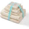 Martha Stewart – Bath Towels, Soft & Absorbent 100% Cotton Towels, Solid 500 GSM, 6-Piece Bathroom Towel Set with Textured Weave (Bedford Cottage Blue)(Bedford Cottage Beige)