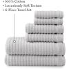 Martha Stewart – Bath Towels, Soft & Absorbent 100% Cotton Towels, Solid 500 GSM, 6-Piece Bathroom Towel Set with Textured Weave (Bedford Cottage Blue)(Textured Light Grey)