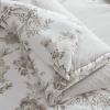 Martha Stewart – Queen Comforter Set, Naturally Soft Cotton-Rich Jacquard Bedding w/Matching Pillowcases, Textured 3 Piece Bed Set (Garden Trellis White)(Avery Floral Grey)