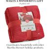 Martha Stewart – Queen Comforter Set, Naturally Soft Cotton-Rich Jacquard Bedding w/Matching Pillowcases, Textured 3 Piece Bed Set (Garden Trellis White)(Dark Red)