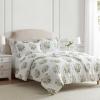 Martha Stewart – Queen Comforter Set, Naturally Soft Cotton-Rich Jacquard Bedding w/Matching Pillowcases, Textured 3 Piece Bed Set (Garden Trellis White)(Elosie Floral Grey)