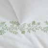 Martha Stewart – Queen Comforter Set, Naturally Soft Cotton-Rich Jacquard Bedding w/Matching Pillowcases, Textured 3 Piece Bed Set (Garden Trellis White)(Garden Path Embroidery Green)