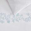 Martha Stewart – Queen Duvet Cover Set, Crisp & Smooth Bedding with a Cotton Percale Lightweight Feel, Reversible 3 Piece Bed Set with Matching Pillowcases (Simple Scallop Blue)(Garden Path Embroidery Blue)