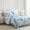 Martha Stewart – Queen Duvet Cover Set, Crisp & Smooth Bedding with a Cotton Percale Lightweight Feel, Reversible 3 Piece Bed Set with Matching Pillowcases (Simple Scallop Blue)(Vivian Floral Blue)