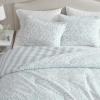 Martha Stewart – Queen Duvet Cover Set, Crisp & Smooth Bedding with a Cotton Percale Lightweight Feel, Reversible 3 Piece Bed Set with Matching Pillowcases (Simple Scallop Blue)(Copper Vines Blue)