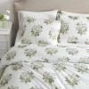Martha Stewart – Queen Duvet Cover Set, Crisp & Smooth Bedding with a Cotton Percale Lightweight Feel, Reversible 3 Piece Bed Set with Matching Pillowcases (Simple Scallop Blue)(Avery Floral Grey)
