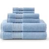 Martha Stewart – Bath Towels, Soft & Absorbent 100% Cotton Towels, Plush 700 GSM, 6-Piece Bathroom Towel Set with Textured Dobby Weave (Skyland Manor White)(Skyland Manor Blue)