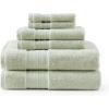 Martha Stewart – Bath Towels, Soft & Absorbent 100% Cotton Towels, Plush 700 GSM, 6-Piece Bathroom Towel Set with Textured Dobby Weave (Skyland Manor White)(Skyland Manor Green)
