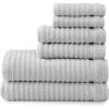 Martha Stewart – Bath Towels, Soft & Absorbent 100% Cotton Towels, Solid 500 GSM, 6-Piece Bathroom Towel Set with Textured Weave (Bedford Cottage Blue)(Textured Light Grey)