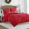 Martha Stewart – Queen Comforter Set, Naturally Soft Cotton-Rich Jacquard Bedding w/Matching Pillowcases, Textured 3 Piece Bed Set (Garden Trellis White)(Dark Red)