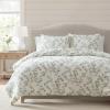 Martha Stewart – Queen Duvet Cover Set, Crisp & Smooth Bedding with a Cotton Percale Lightweight Feel, Reversible 3 Piece Bed Set with Matching Pillowcases (Simple Scallop Blue)(Hazel Floral Beige)
